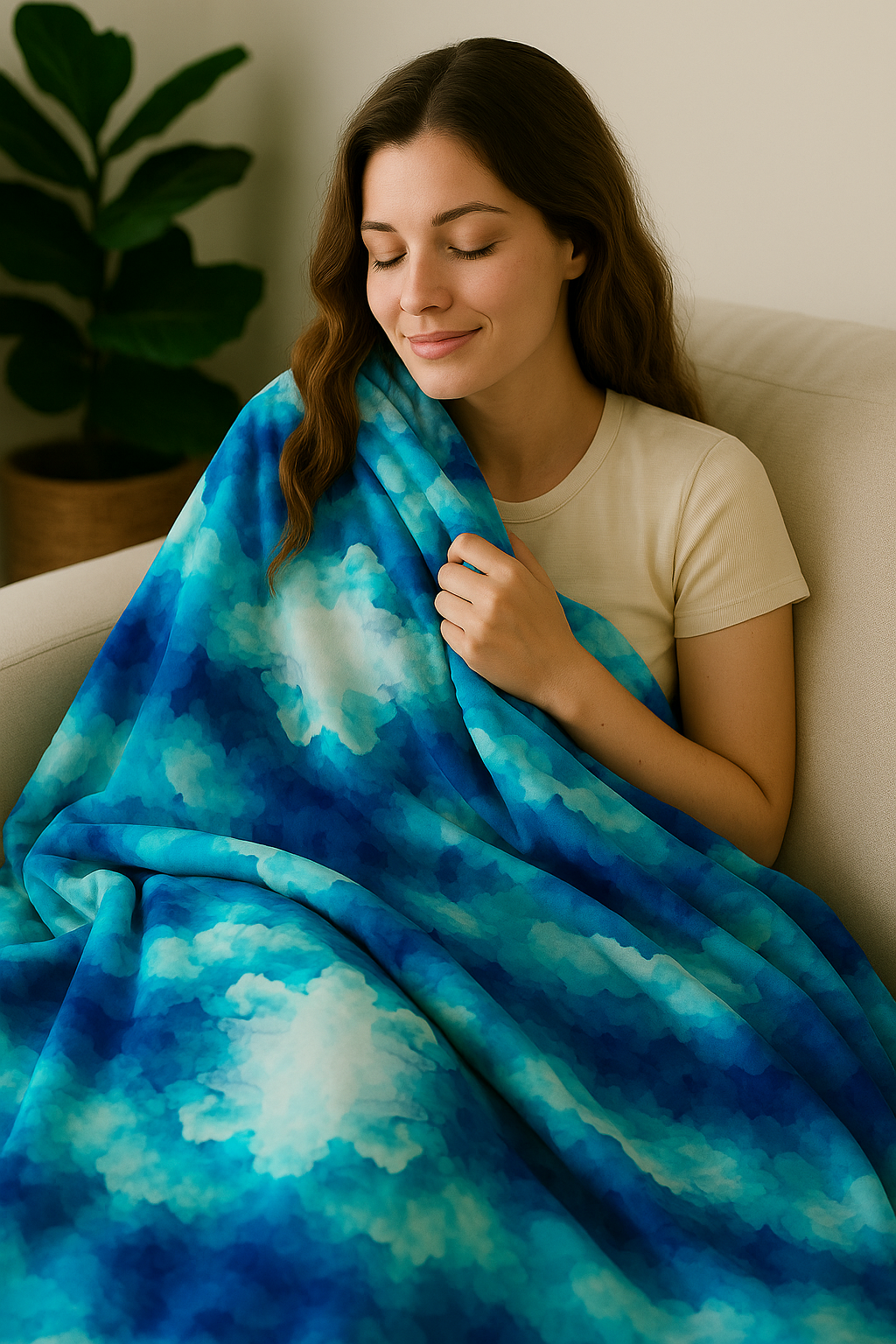 Dreamy Clouds Mama Bear Minky Throw