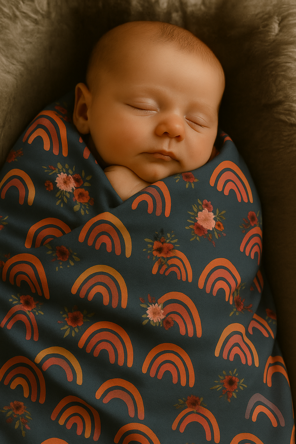 Floral Rainbows Minky Baby Blanket