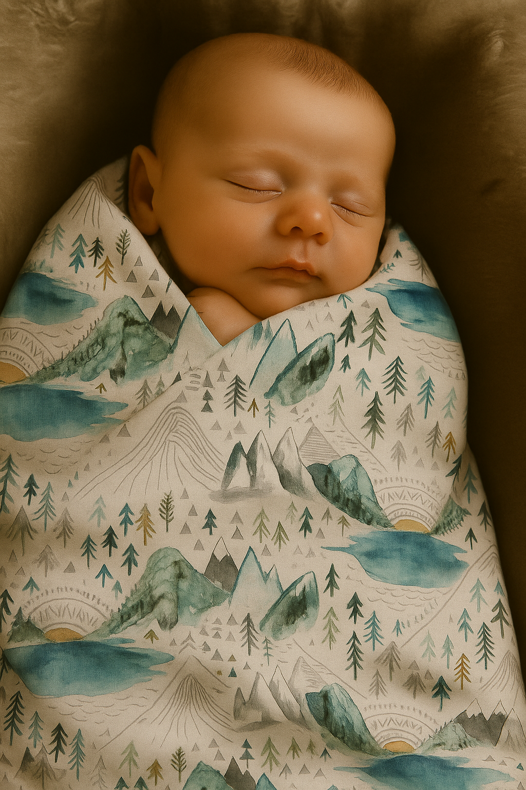 Boho Mountains Blue Minky Baby Blanket
