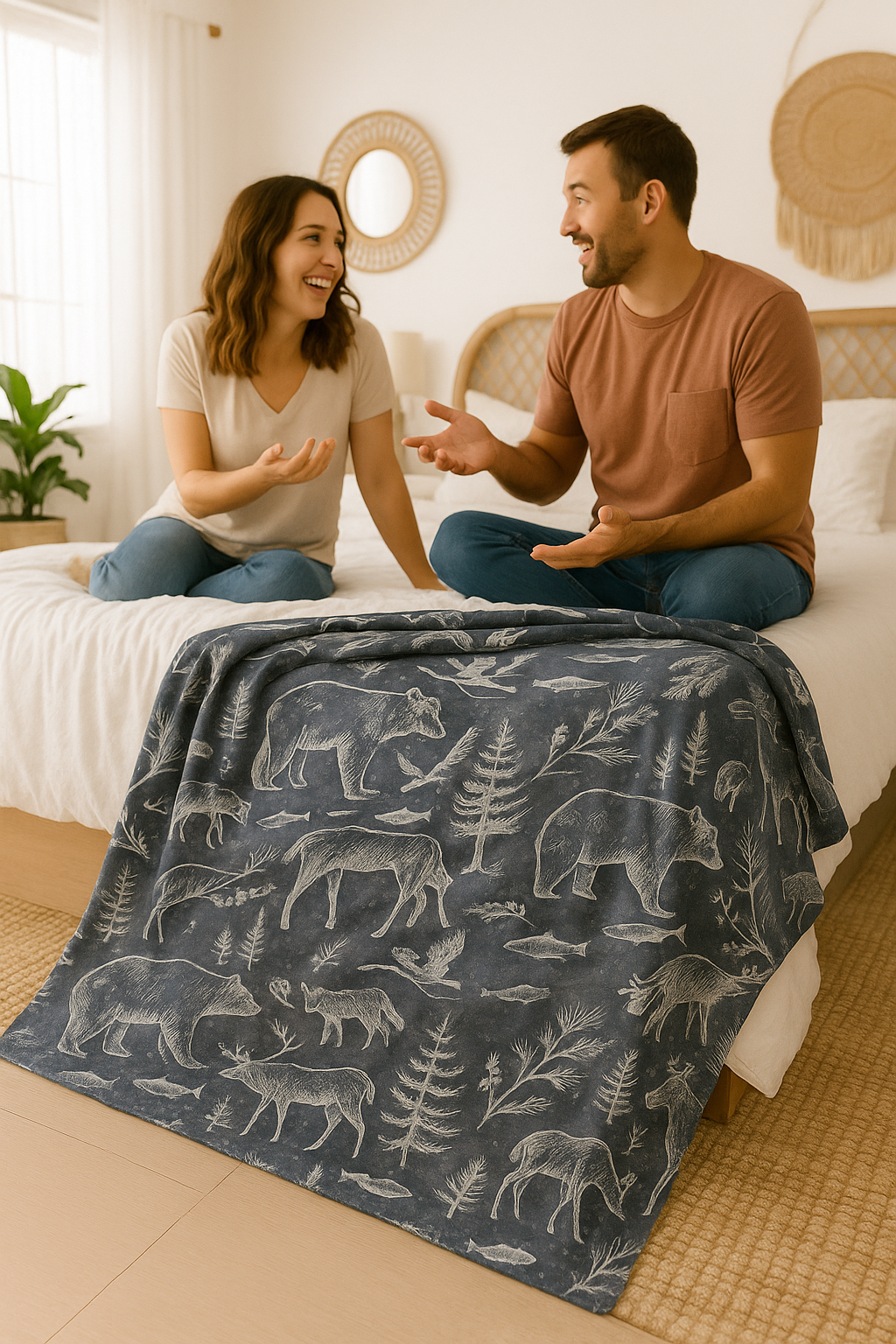 Animals Of The Wild Papa Bear Minky Throw