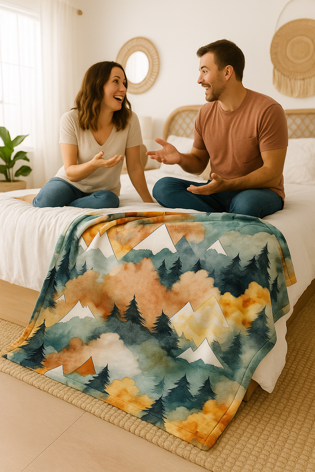 Geometric Mountains Papa Bear Minky Throw