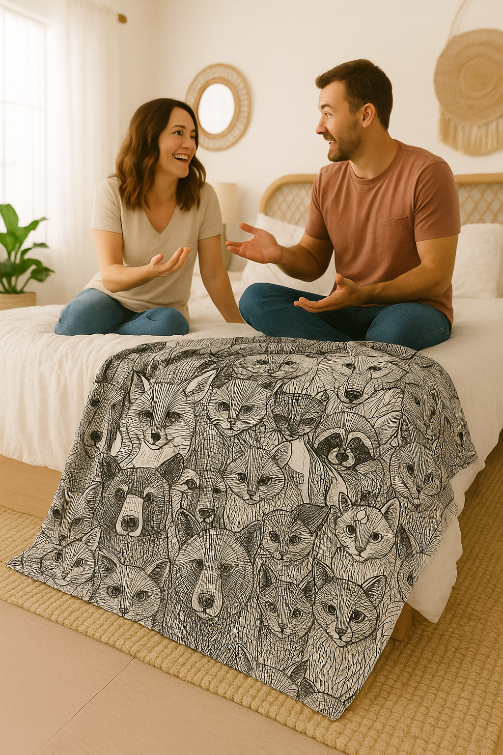 Canadian Animals Papa Bear Minky Throw