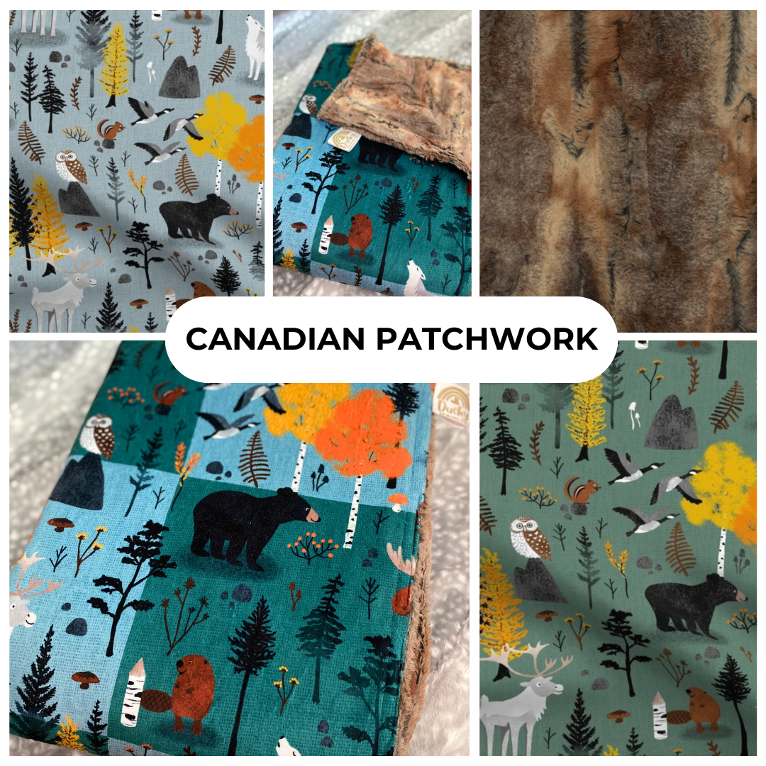 Canadian Patchwork Papa Bear Minky Throw