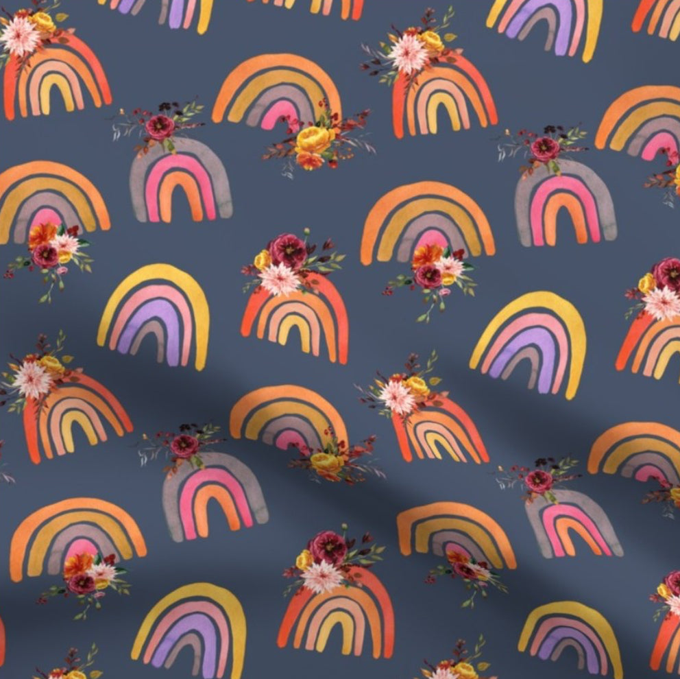 Floral Rainbows Minky Baby Blanket