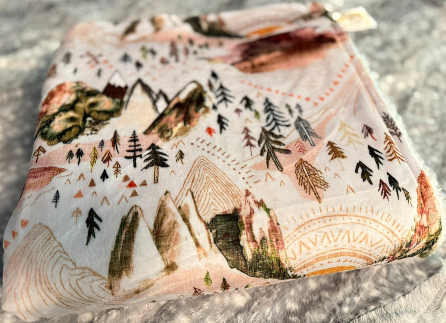Copper Boho Mountains Mama Bear Minky Throw