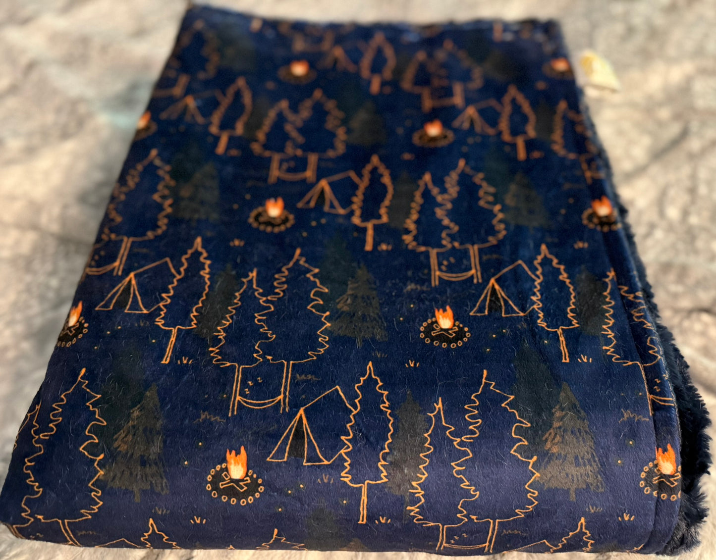 Camping Papa Bear Minky Throw
