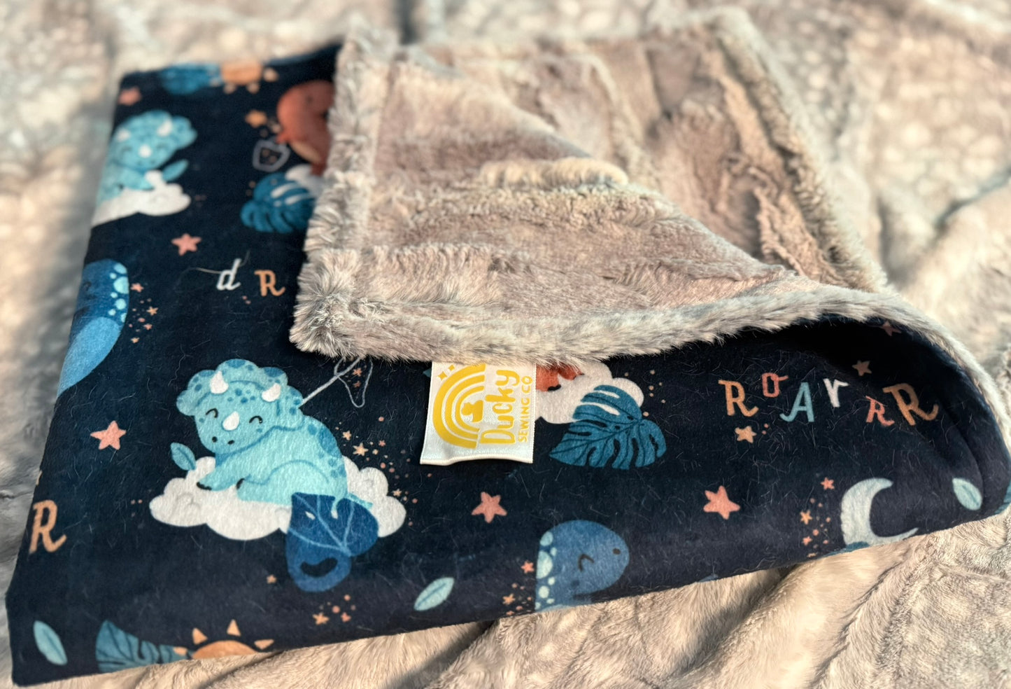 Dreamy Dinos Minky Baby Blanket
