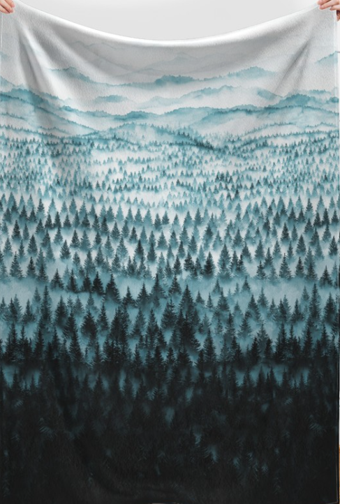 Ombre Forest Papa Bear Minky Throw