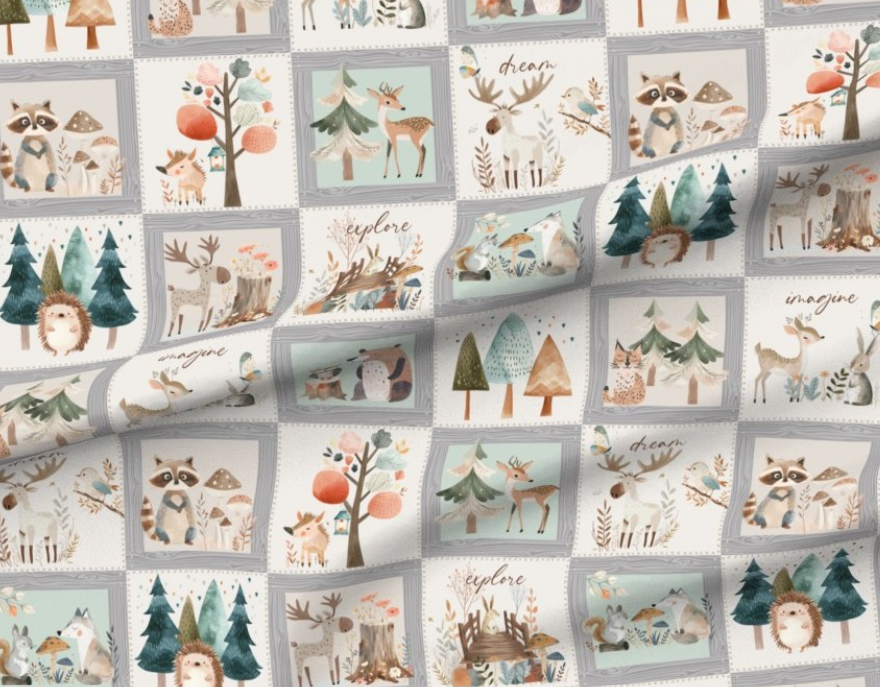 Woodland Animals Watercolour Minky Baby Blanket