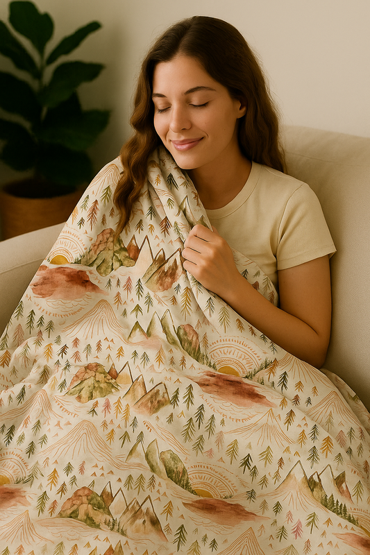 Copper Boho Mountains Mama Bear Minky Throw