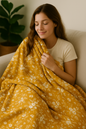 Golden Floral Mama Bear Minky Throw