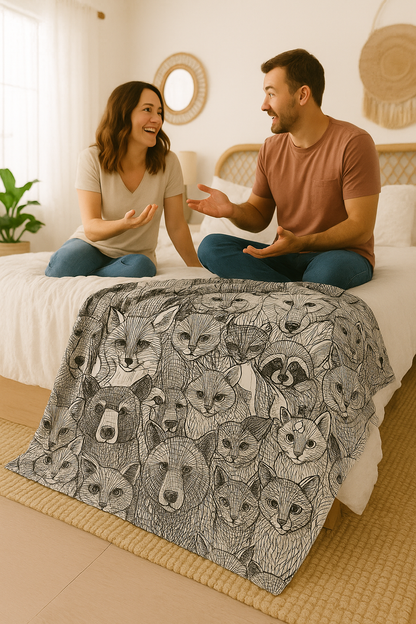 Canadian Animals Papa Bear Minky Throw