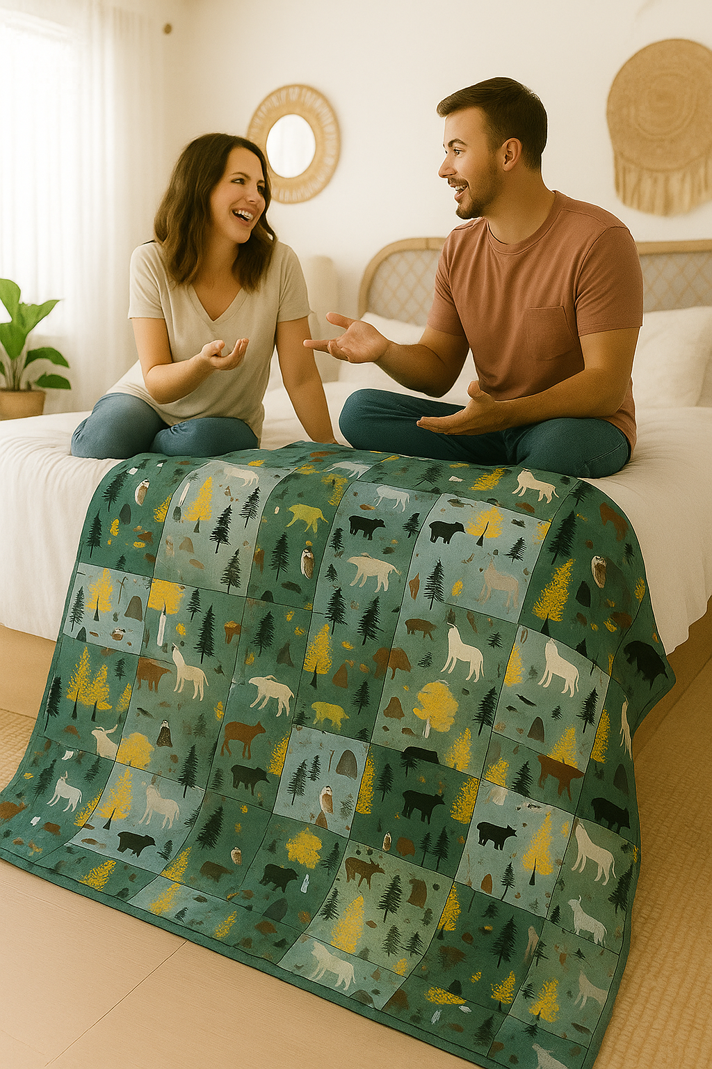 Canadian Patchwork Papa Bear Minky Throw