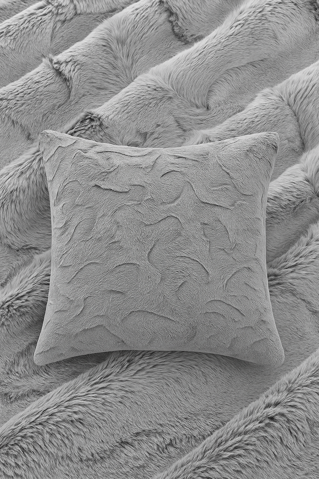 High Pile Minky Pillow Covers -Stone