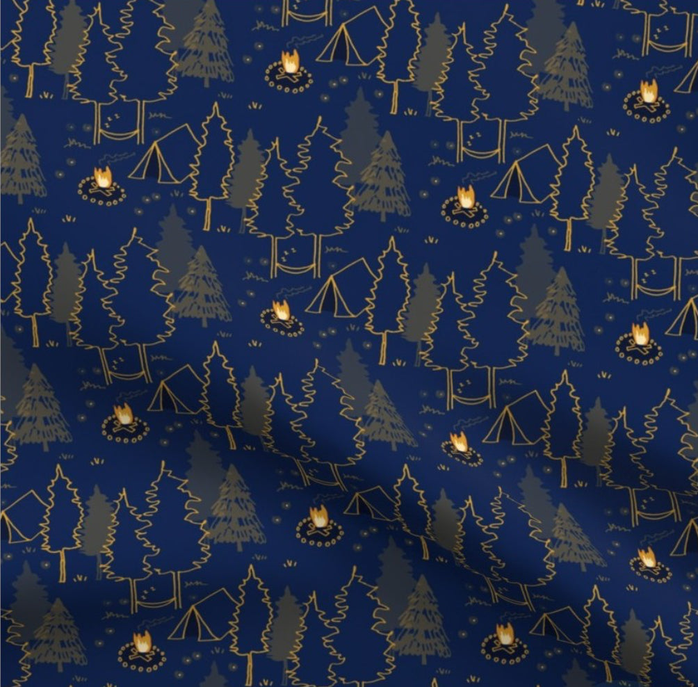 Camping Papa Bear Minky Throw
