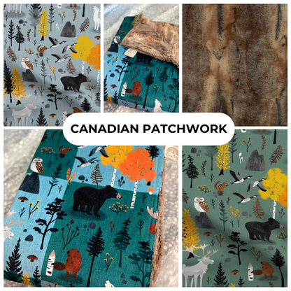 Canadian Patchwork Papa Bear Minky Throw
