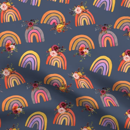Floral Rainbows Minky Baby Blanket