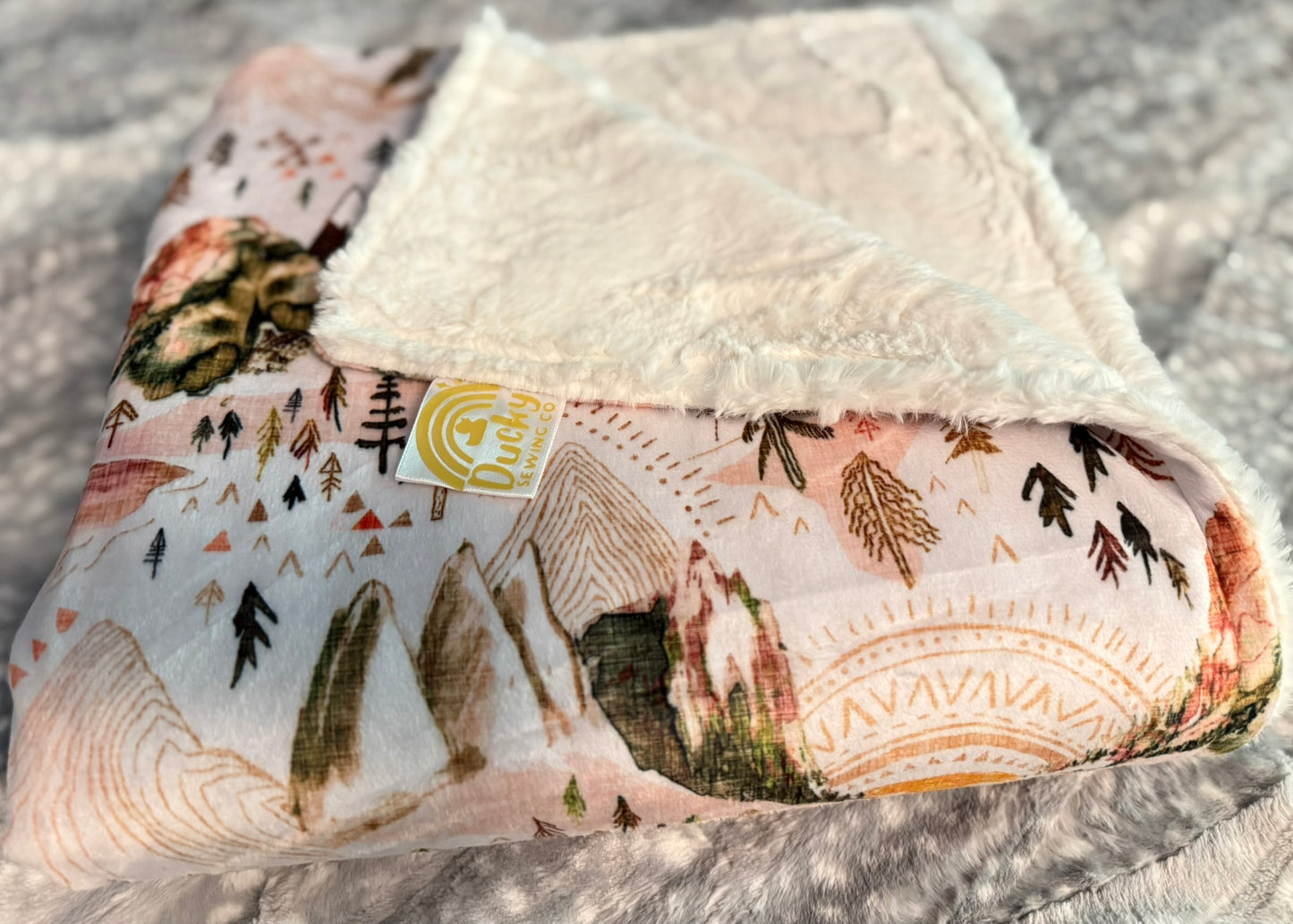 Copper Boho Mountains Mama Bear Minky Throw