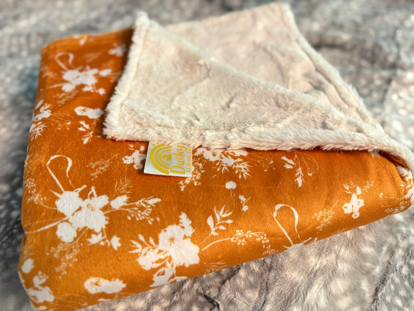 Golden Floral Mama Bear Minky Throw