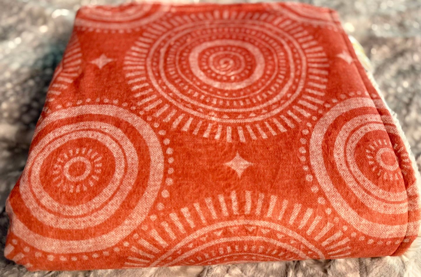 Boho Mandala Coral Mama Bear Minky Throw