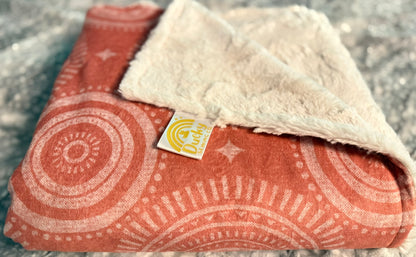 Boho Mandala Coral Mama Bear Minky Throw