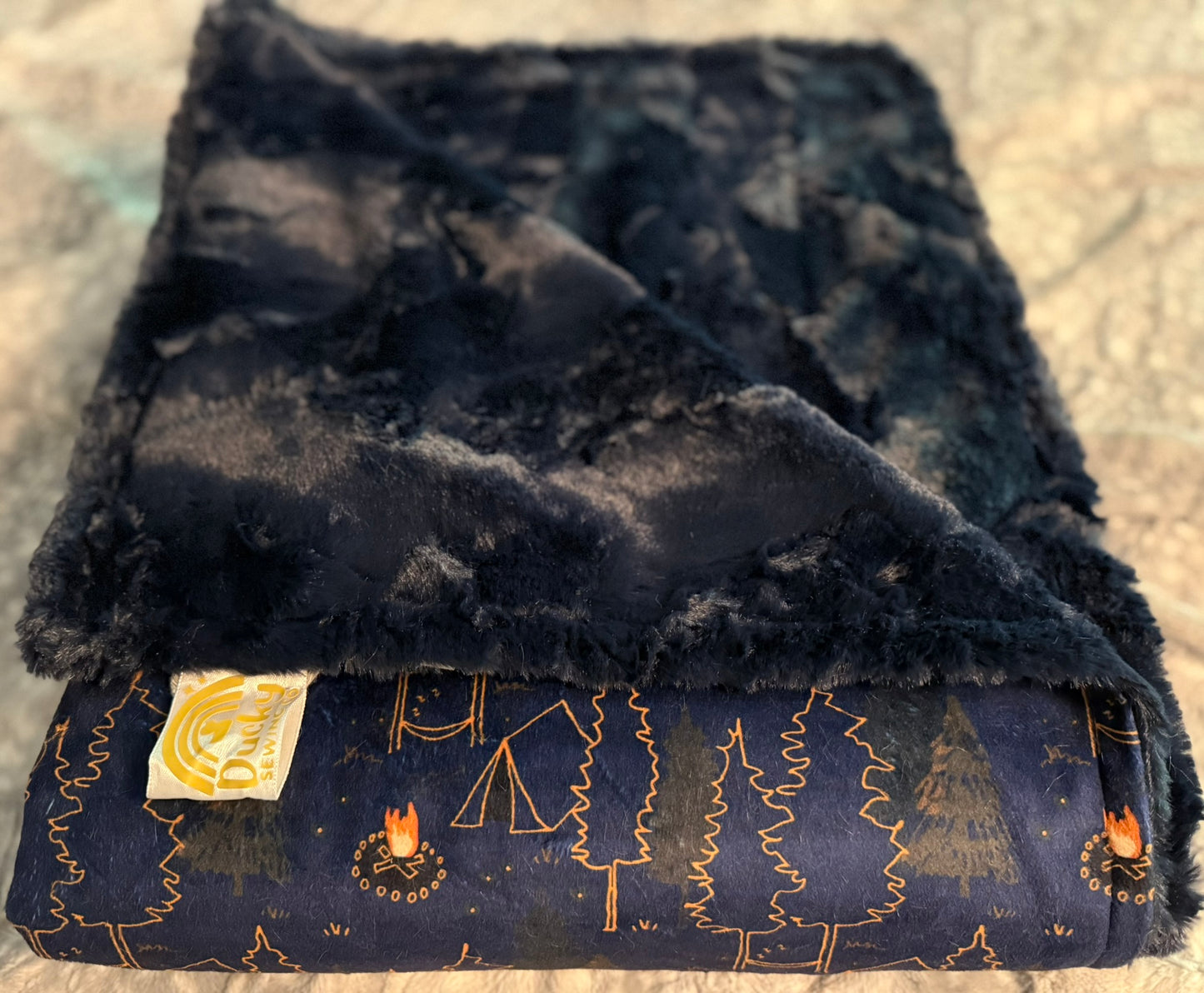 Camping Papa Bear Minky Throw