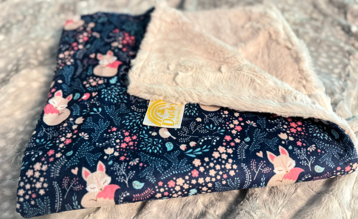 Sleepy Foxes Minky Baby Blanket