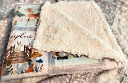 Woodland Animals Watercolour Minky Baby Blanket