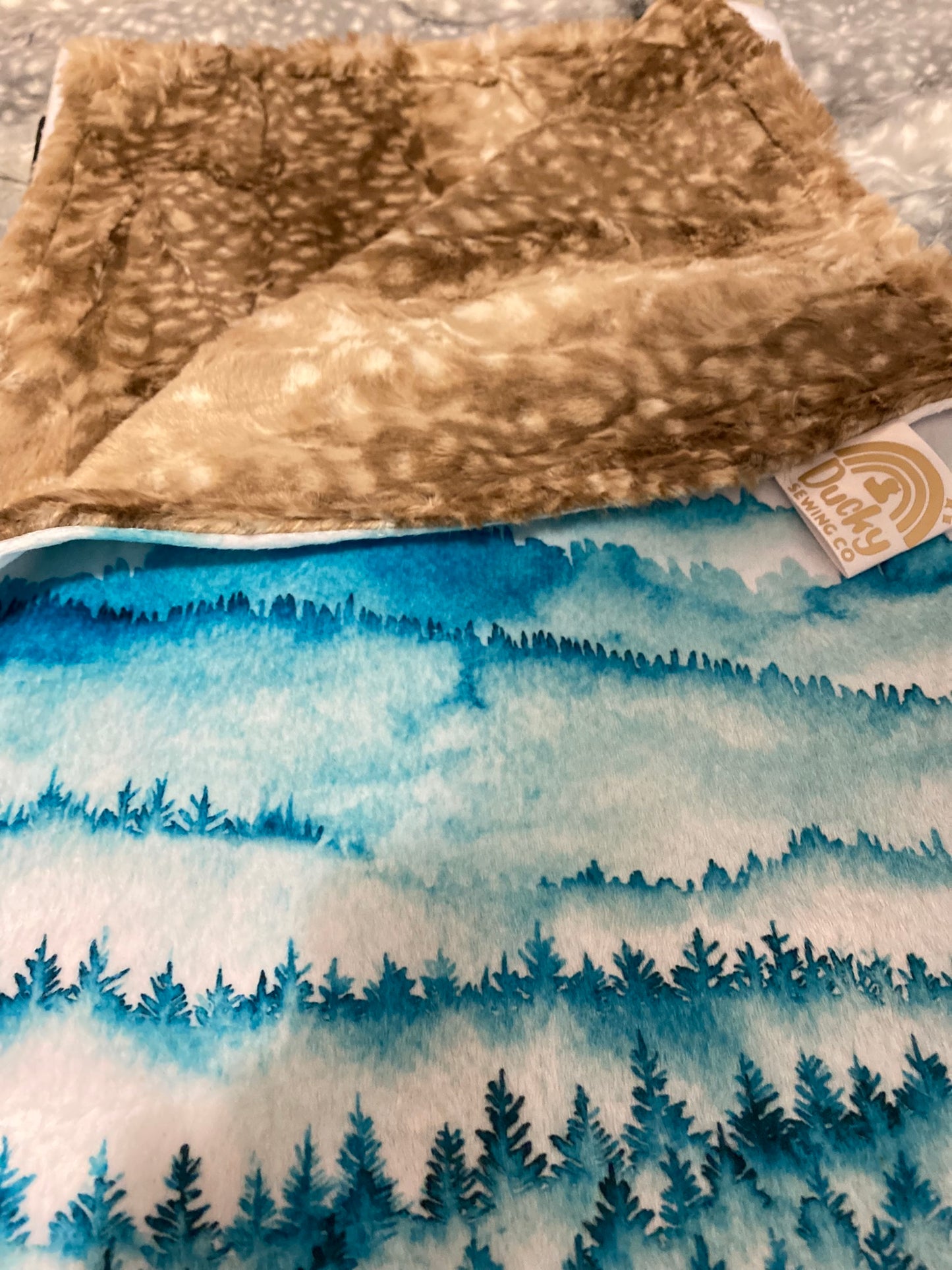 Ombre Forest Papa Bear Minky Throw