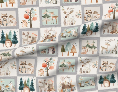 Woodland Animals Watercolour Minky Baby Blanket